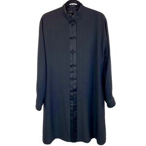 Vintage Evan-Picone sz 8 Black Mandarin Collar A-Line Long Sleeve Dress